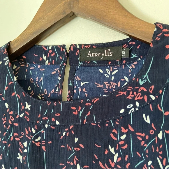 Floral Tunic Patterned Blouse Long Sleeve Top With Sash Size 1XL Tie Waist - Picture 6 of 11